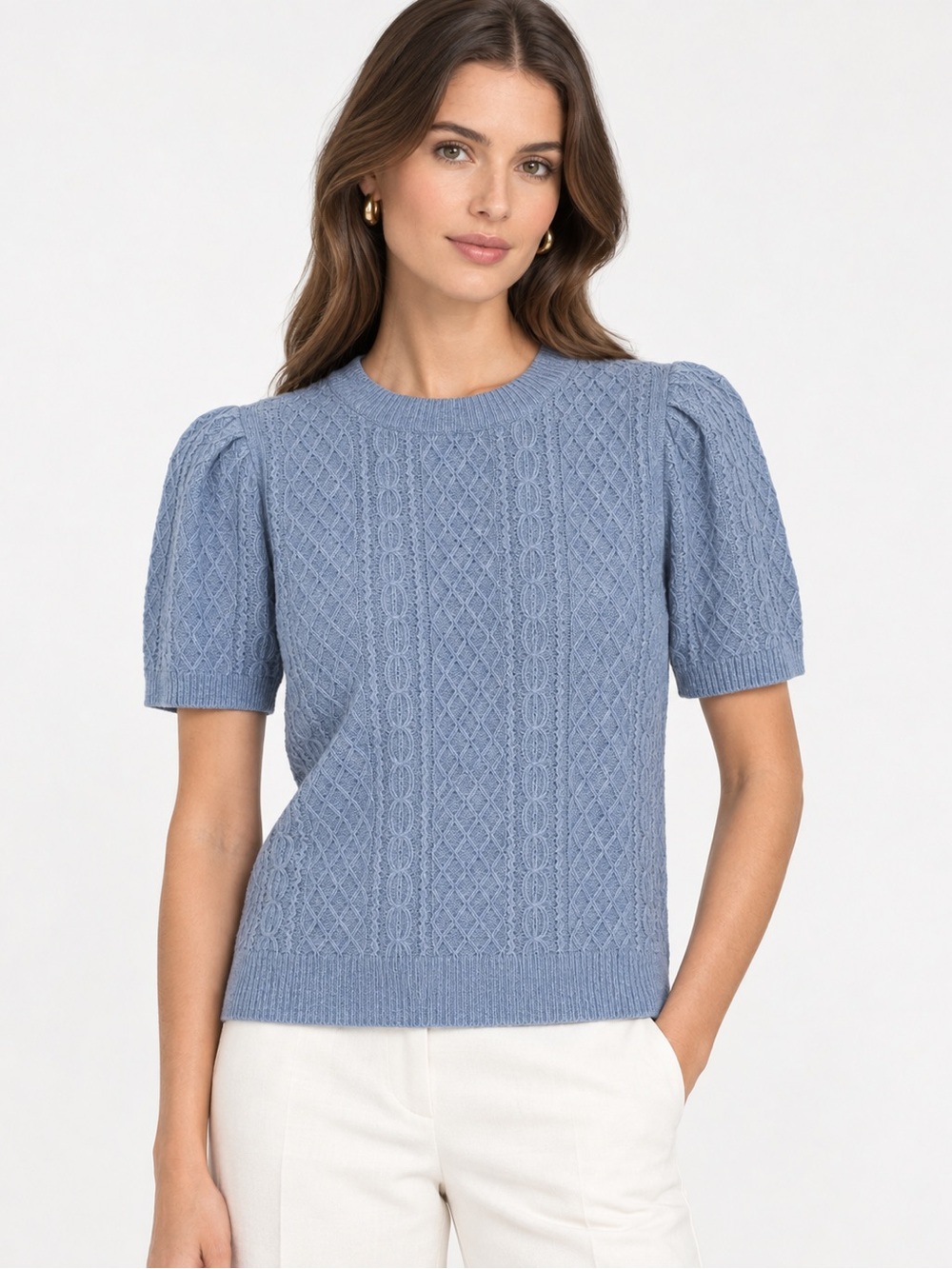 Lilla P Alpaca Wool Puff Sleeve Sweater